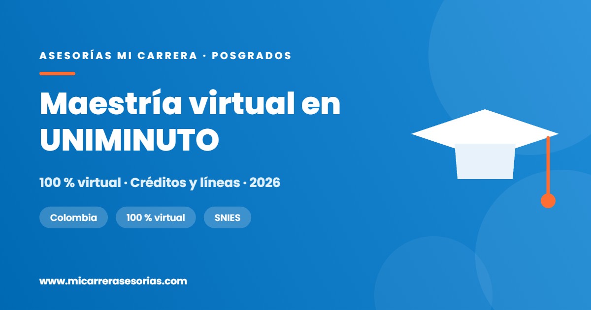 Maestría virtual en UNIMINUTO: créditos, líneas y duración real